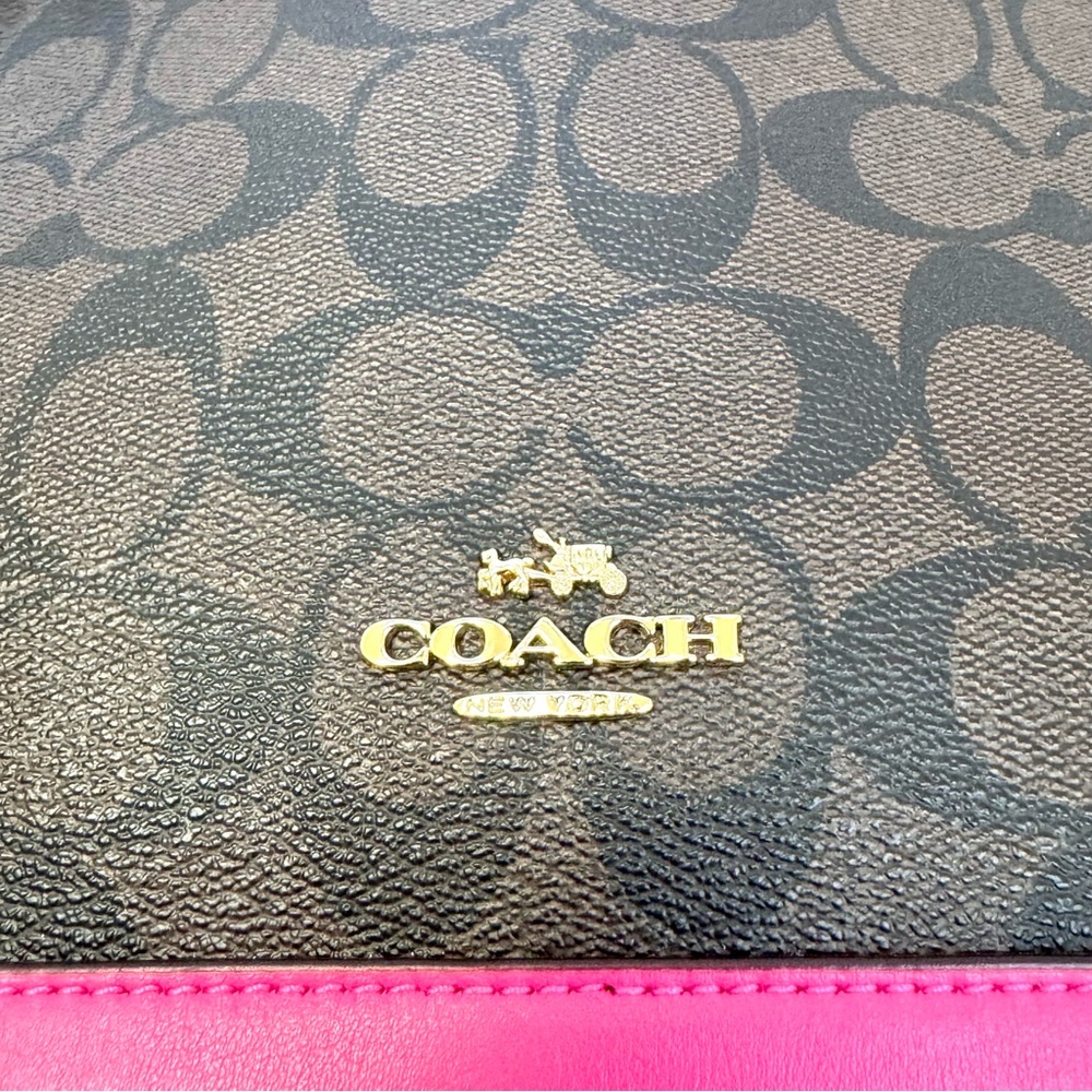 Coach Brown Signature Satchel with Hot Pink Trim & Coach wristlet - Picture 6 of 16